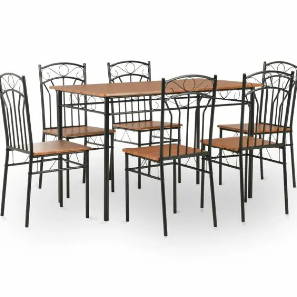 vidaXL Matgrupper>Matgrupp 7 delar MDF och stål