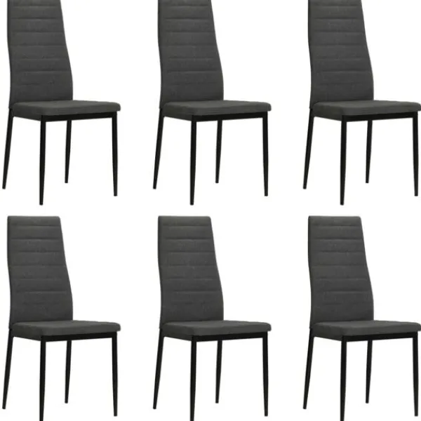 vidaXL Matgrupper>Matstolar 6 st mörk tyg