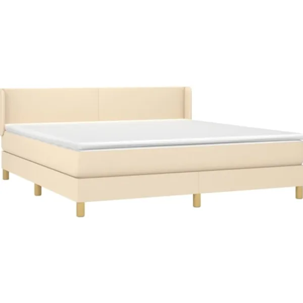 vidaXL Sängar>Ramsäng med madrass gräddvit 160x200 cm tyg