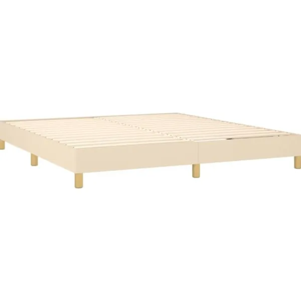 vidaXL Sängar>Ramsäng med madrass gräddvit 160x200 cm tyg