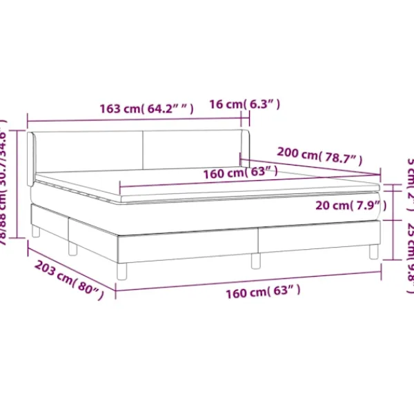 vidaXL Sängar>Ramsäng med madrass gräddvit 160x200 cm tyg