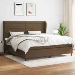 vidaXL Sängar>Ramsäng med madrass mörk 200x200 cm tyg