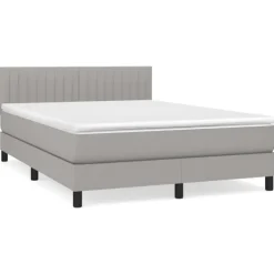 vidaXL Sängar>Ramsäng med madrass ljus 140x200 cm tyg