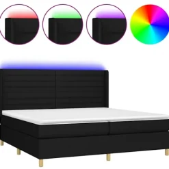 vidaXL Sängar>Ramsäng med madrass & LED 200x200 cm tyg