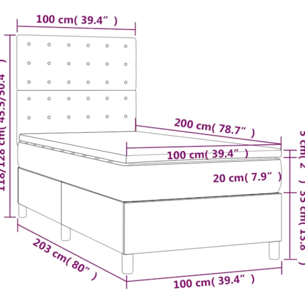 vidaXL Sängar>Ramsäng med madrass 100x200 cm tyg