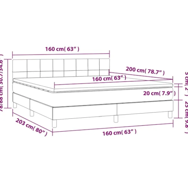 vidaXL Sängar>Ramsäng med madrass mörk 160x200 cm tyg