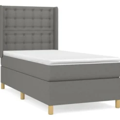 vidaXL Sängar>Ramsäng med madrass mörk 90x200 cm tyg