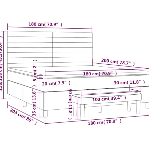 vidaXL Sängar>Ramsäng med madrass mörk 180x200 cm sammet