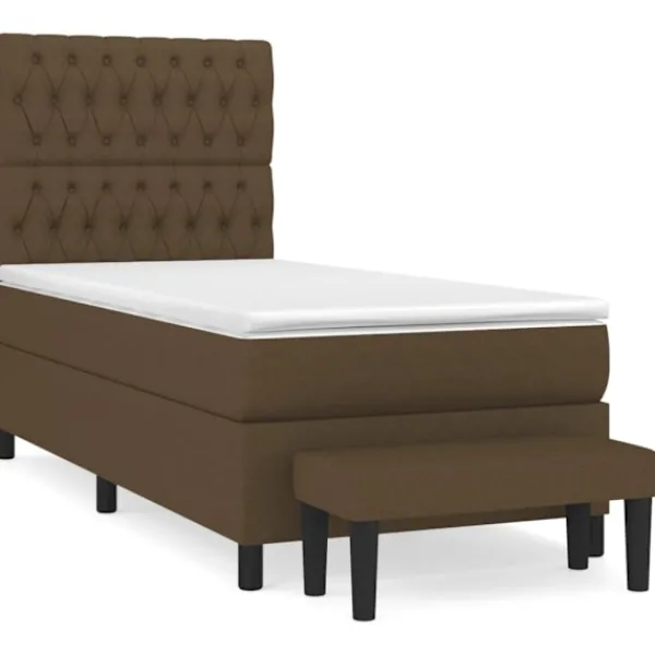 vidaXL Sängar>Ramsäng med madrass mörk 90x190 cm tyg