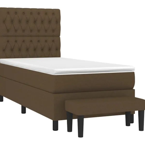 vidaXL Sängar>Ramsäng med madrass mörk 90x190 cm tyg