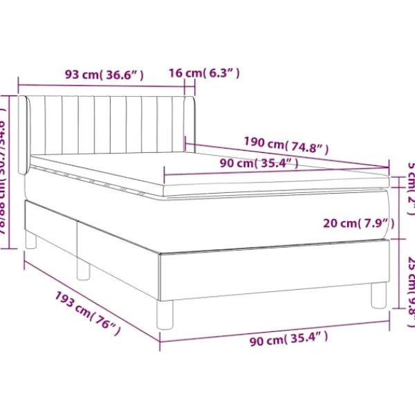 vidaXL Sängar>Ramsäng med madrass 90x190 cm tyg