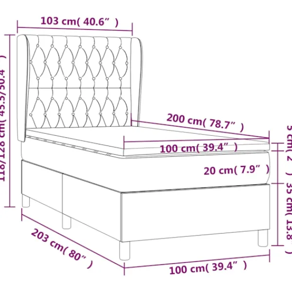 vidaXL Sängar>Ramsäng med madrass 100x200 cm tyg