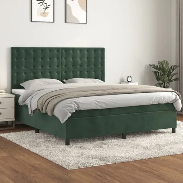 vidaXL Sängar>Ramsäng med madrass mörk 180x200 cm sammet