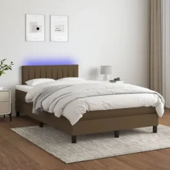 vidaXL Sängar>Ramsäng med madrass & LED mörk 120x200 cm tyg