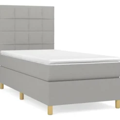 vidaXL Sängar>Ramsäng med madrass ljus 90x200 cm tyg