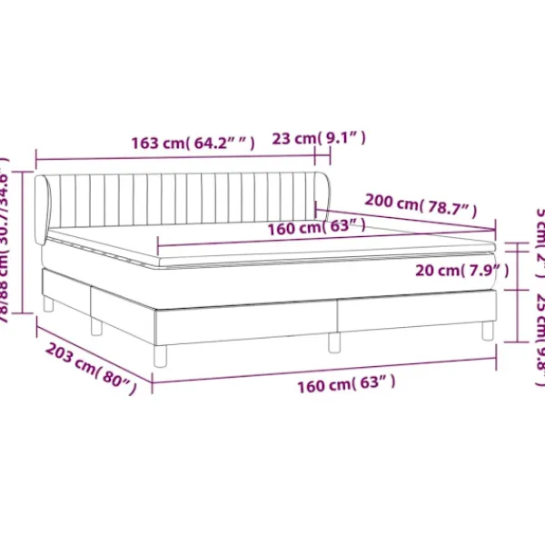 vidaXL Sängar>Ramsäng med madrass mörk 160x200 cm tyg