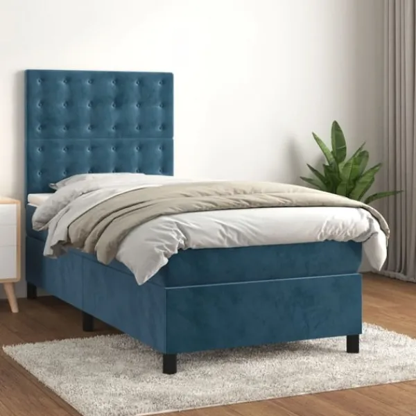 vidaXL Sängar>Ramsäng med madrass mörk 90x200 cm sammet