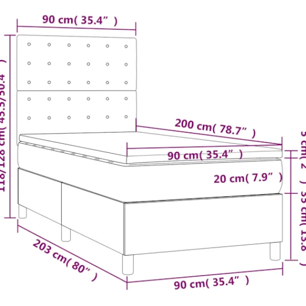 vidaXL Sängar>Ramsäng med madrass mörk 90x200 cm sammet
