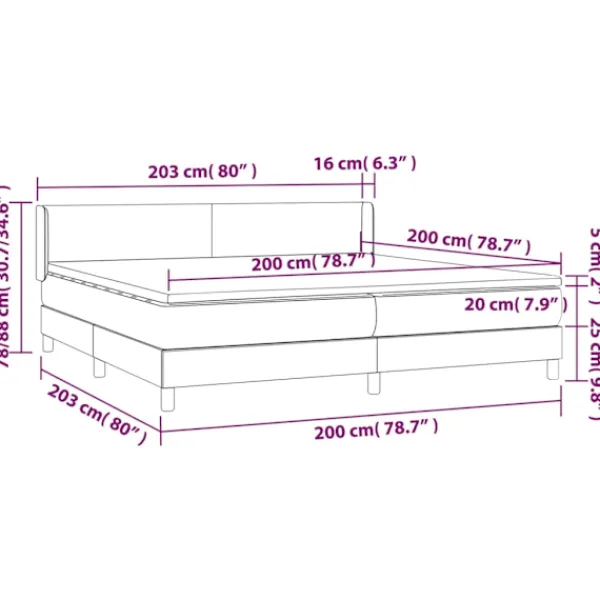 vidaXL Sängar>Ramsäng med madrass mörk 200x200 cm sammet