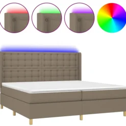 vidaXL Sängar>Ramsäng med madrass & LED 200x200 cm tyg