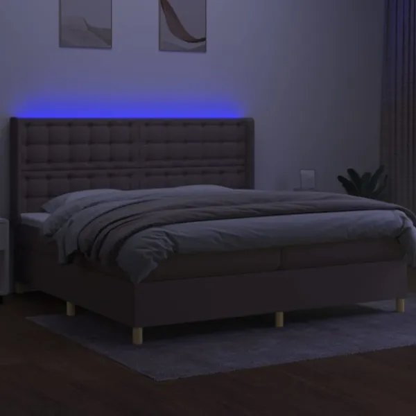 vidaXL Sängar>Ramsäng med madrass & LED 200x200 cm tyg