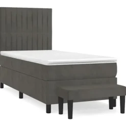 vidaXL Sängar>Ramsäng med madrass mörk 100x200 cm sammet