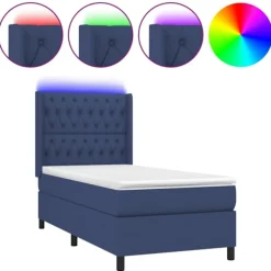 vidaXL Sängar>Ramsäng med madrass & LED 100x200 cm tyg