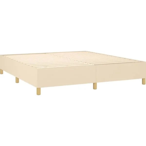 vidaXL Sängar>Ramsäng med madrass gräddvit 160x200 cm tyg