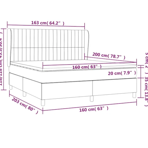 vidaXL Sängar>Ramsäng med madrass gräddvit 160x200 cm tyg