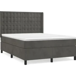 vidaXL Sängar>Ramsäng med madrass mörk 140x200 cm sammet