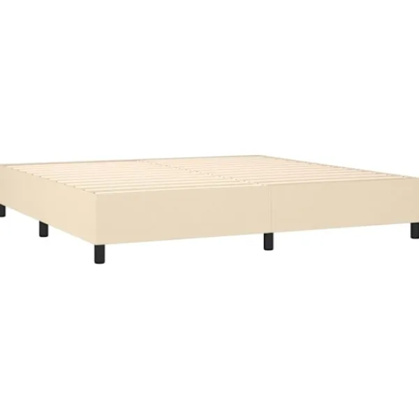 vidaXL Sängar>Ramsäng med madrass & LED gräddvit 200x200 cm tyg