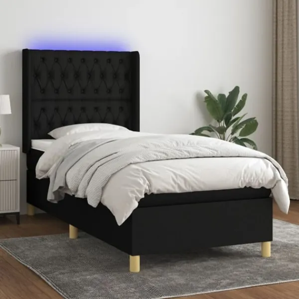 vidaXL Sängar>Ramsäng med madrass & LED 100x200 cm tyg