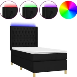 vidaXL Sängar>Ramsäng med madrass & LED 100x200 cm tyg