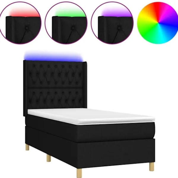 vidaXL Sängar>Ramsäng med madrass & LED 100x200 cm tyg