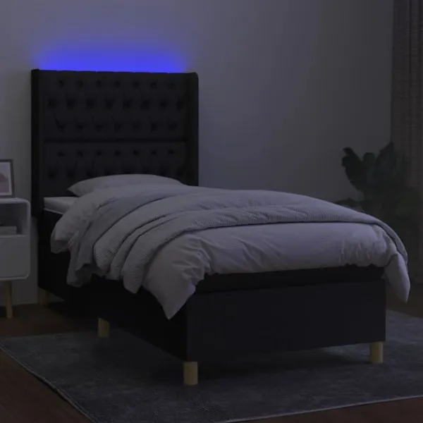 vidaXL Sängar>Ramsäng med madrass & LED 100x200 cm tyg
