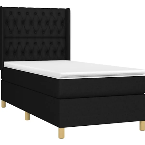 vidaXL Sängar>Ramsäng med madrass & LED 100x200 cm tyg