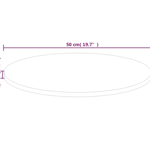 vidaXL Småbord>Rund bordsskiva Ø50x1,5 cm obehandlat massiv ek