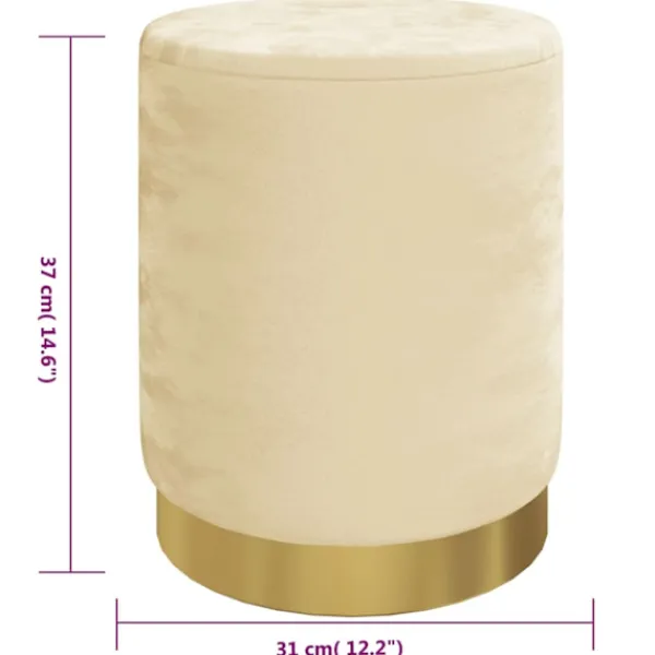 vidaXL Sittpuffar>Rund förvaringspall aprikos sammet 31 x 37 cm