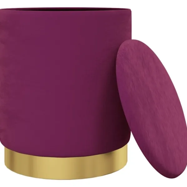 vidaXL Sittpuffar>Rund förvaringspall sammet 31 x 37 cm