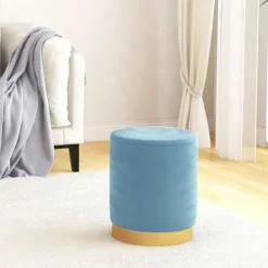 vidaXL Sittpuffar>Rund förvaringspall ljus sammet 31 x 37 cm