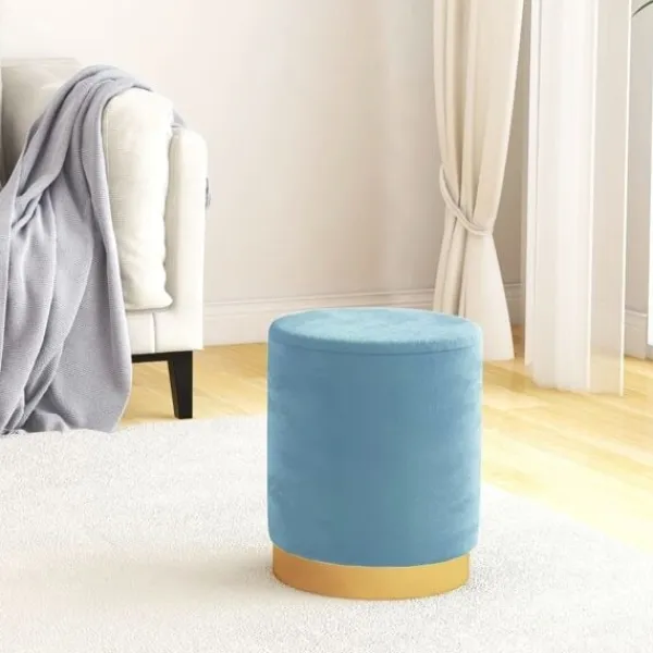 vidaXL Sittpuffar>Rund förvaringspall ljus sammet 31 x 37 cm