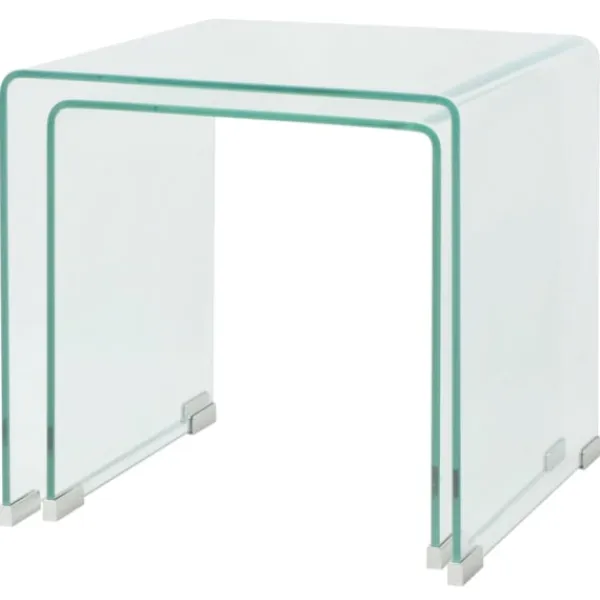 vidaXL Småbord>Satsbord 2 st bord härdat klarglas