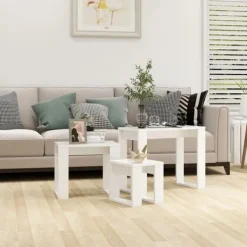 vidaXL Småbord>Satsbord 3 st konstruerat trä