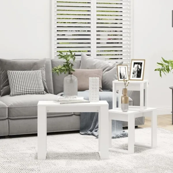vidaXL Småbord>Satsbord 3 st konstruerat trä