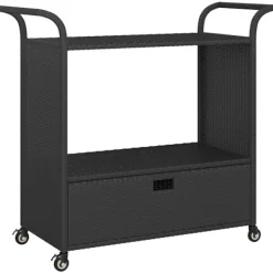 vidaXL Småbord>Serveringsvagn med låda 100x45x97 cm konstrotting