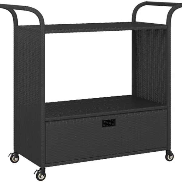vidaXL Småbord>Serveringsvagn med låda 100x45x97 cm konstrotting