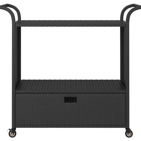 vidaXL Småbord>Serveringsvagn med låda 100x45x97 cm konstrotting