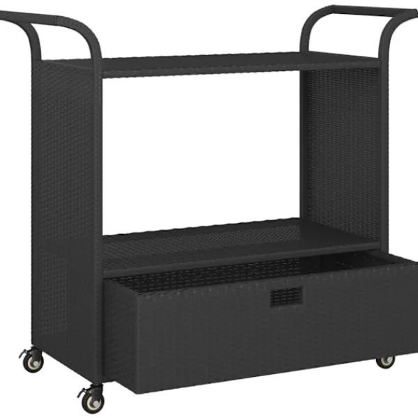 vidaXL Småbord>Serveringsvagn med låda 100x45x97 cm konstrotting