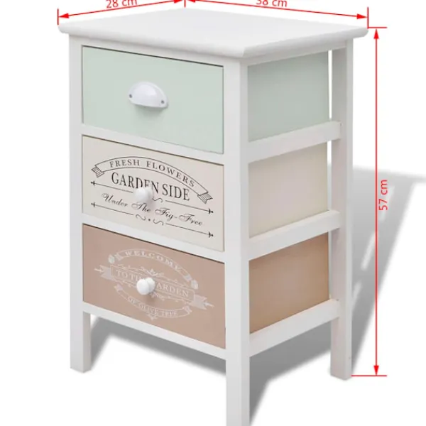 vidaXL Byråer>Shabby Chic French byrå 3 lådor trä