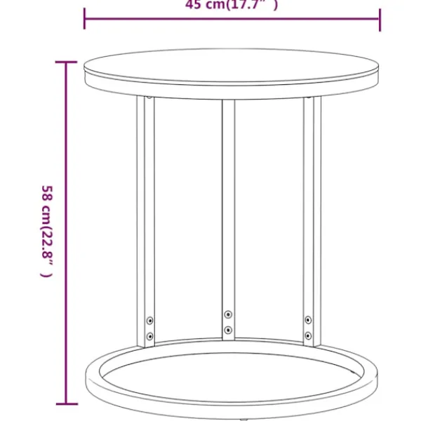 vidaXL Småbord>Sidobord och vit marmor 45 cm härdat glas